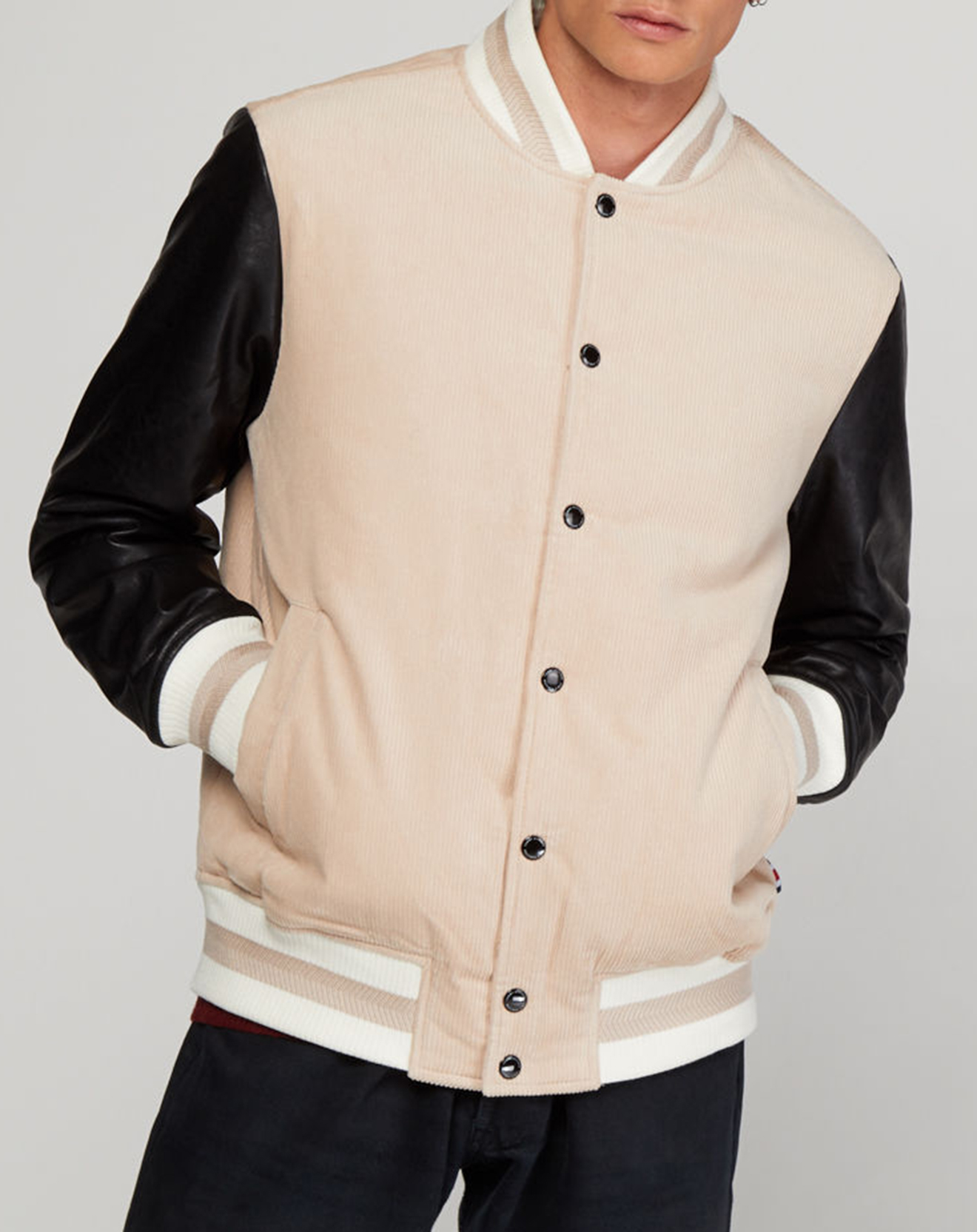 Bombers bimatière en Laine Tommy Hilfiger x Lewis Hamilton beige/noir