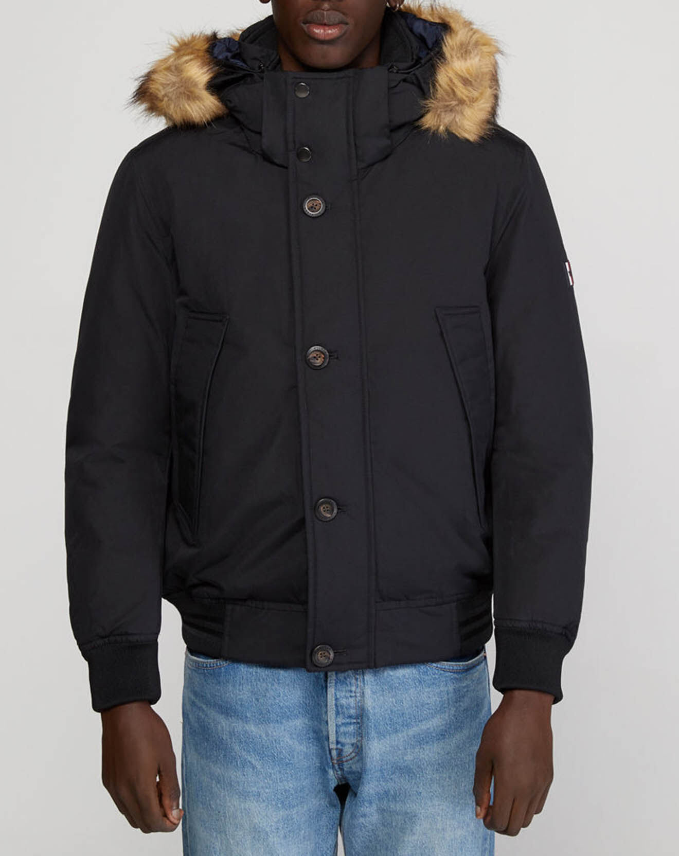 Parka Hampton col fausse fourrure noire