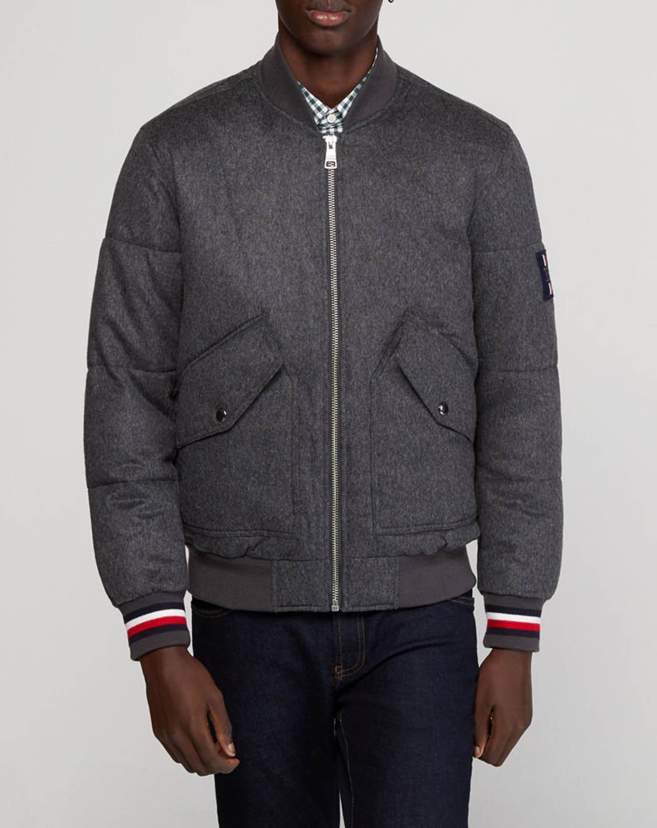 Bombers matelassé en Laine mélangée gris