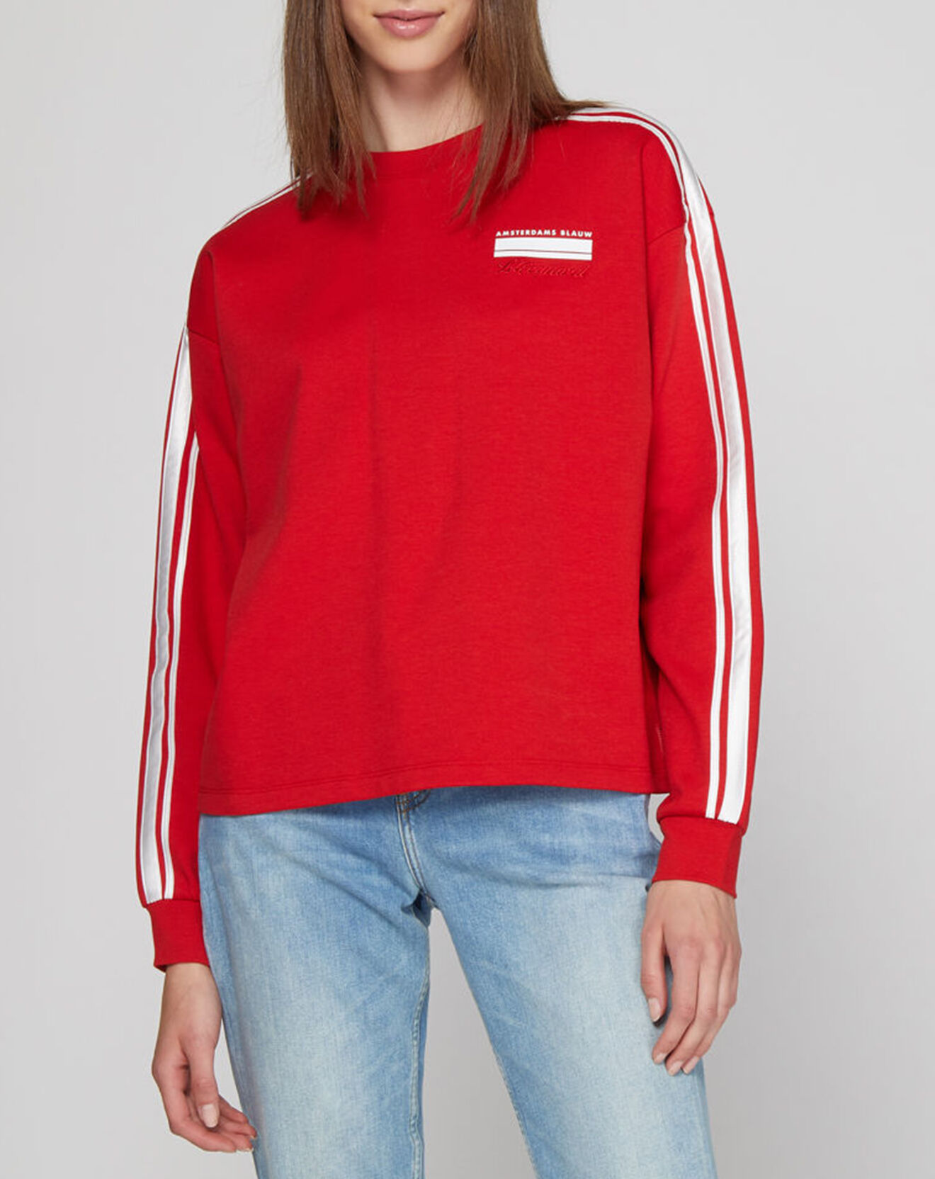 Sweat détails bandes rouge/blanc