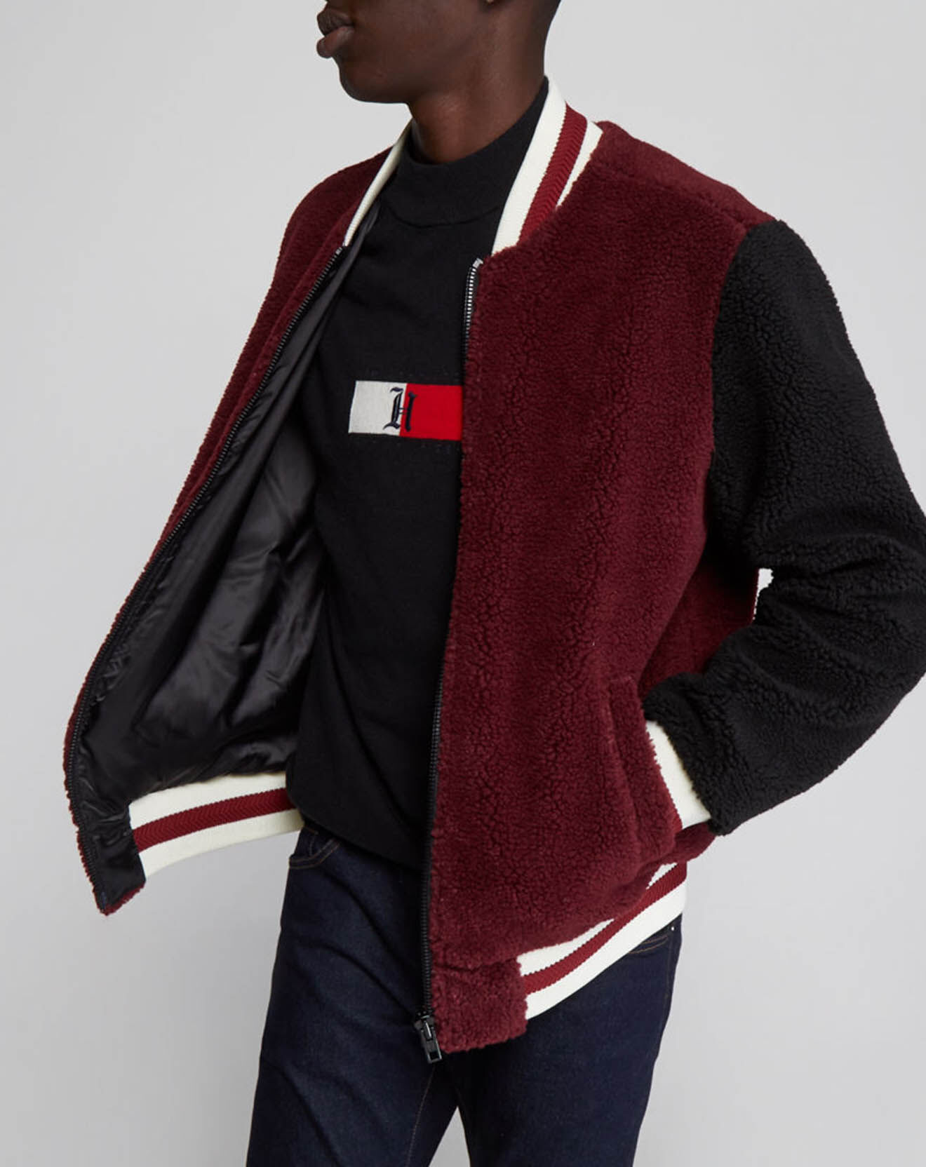 Bombers Polar bouclette Lewis Hamilton x Tommy Hilfiger bordeaux/noir