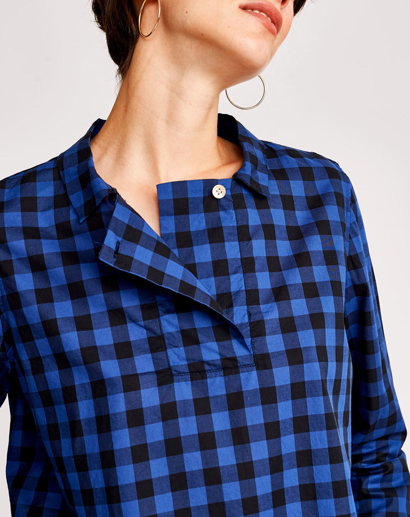 Blouse Sierra à carreaux bleue