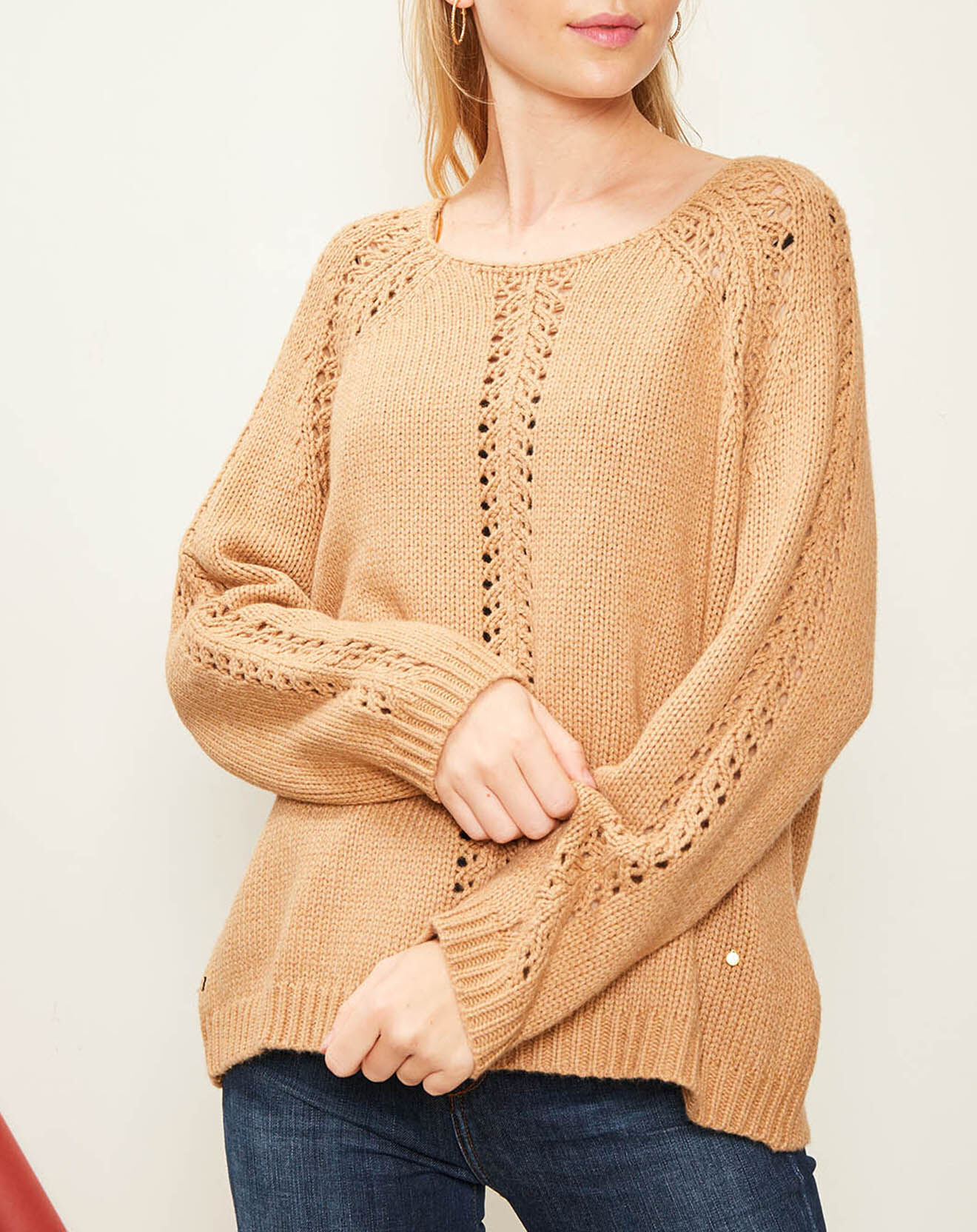 Pull Debra en Coton & Laine mélangés noisette