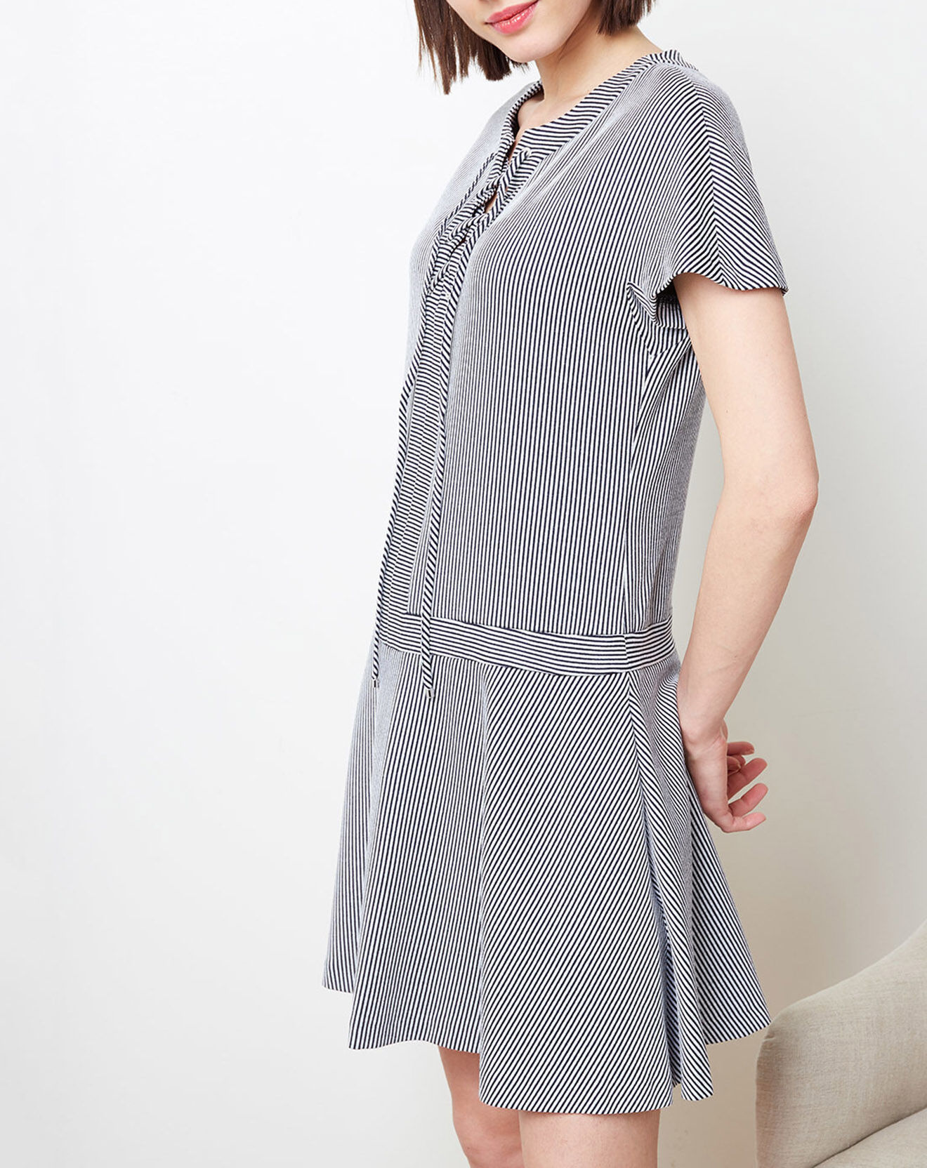 Robe Kimono rayée bleu marine