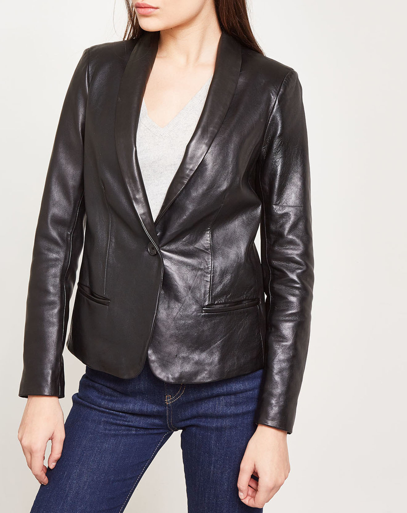 Veste en Cuir d'Agneau Susie noire