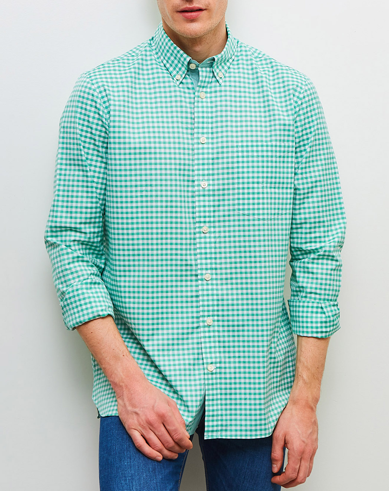 Chemise classique vert/blanc