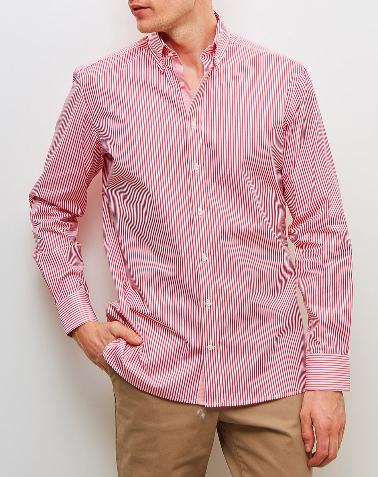 Chemise slim fit Classique rouge/blanc