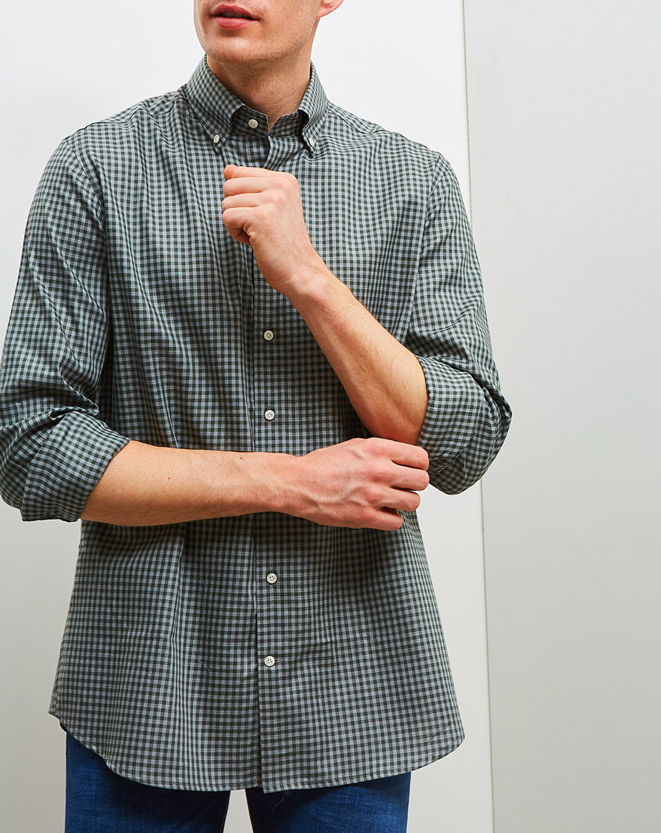 Chemise slim fit Mayfair vert/gris