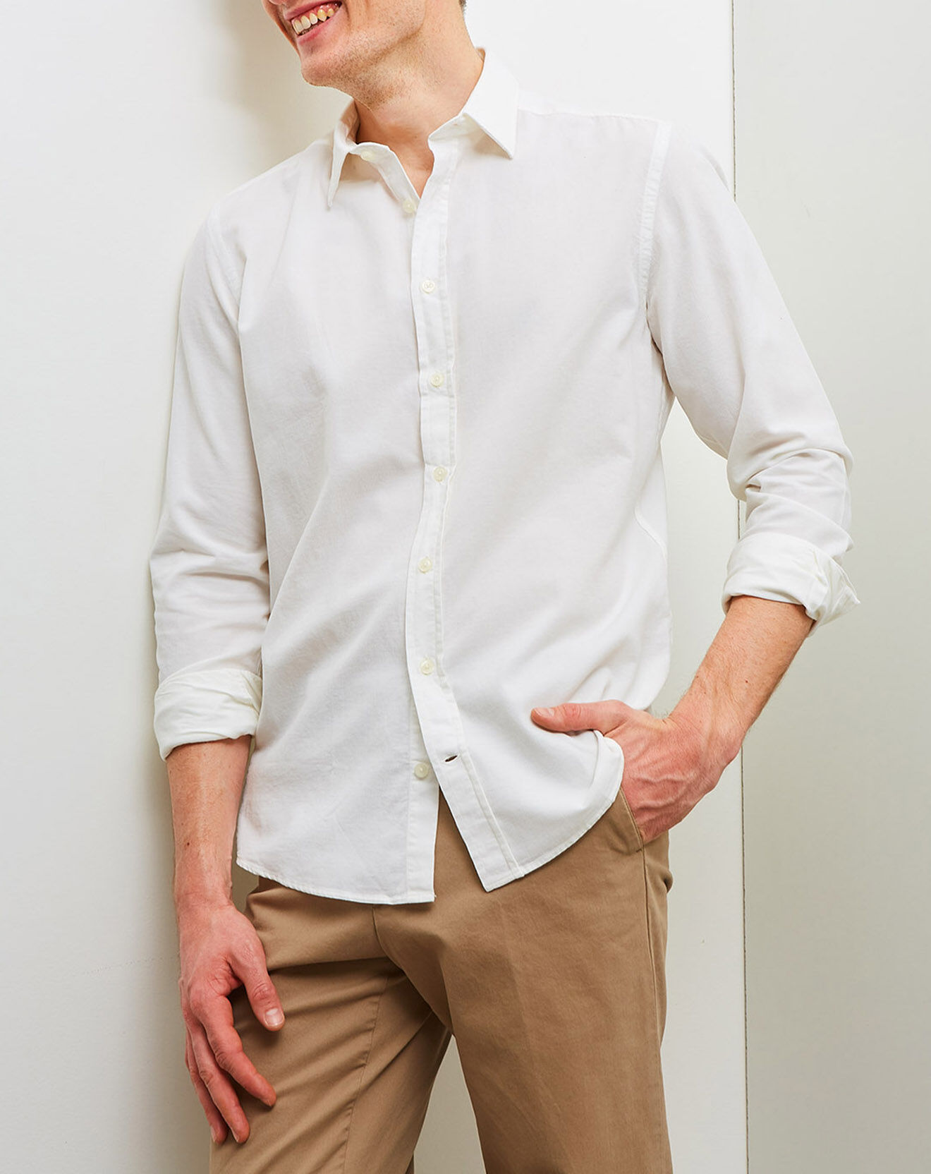 Chemise slim fit Needle blanche