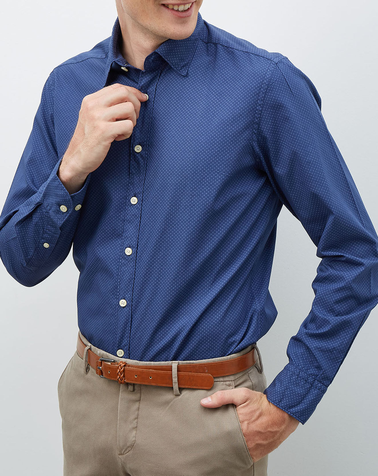 Chemise slim fit Gmt dye dobby navy