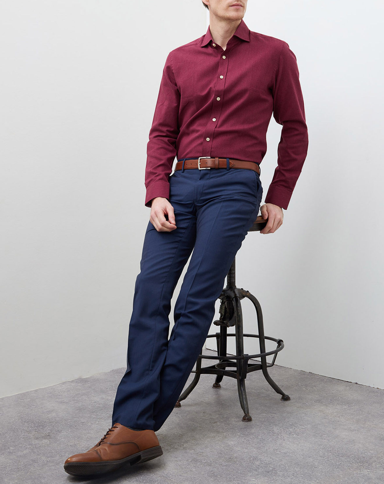 Chemise slim fit Plain flannel bordeaux