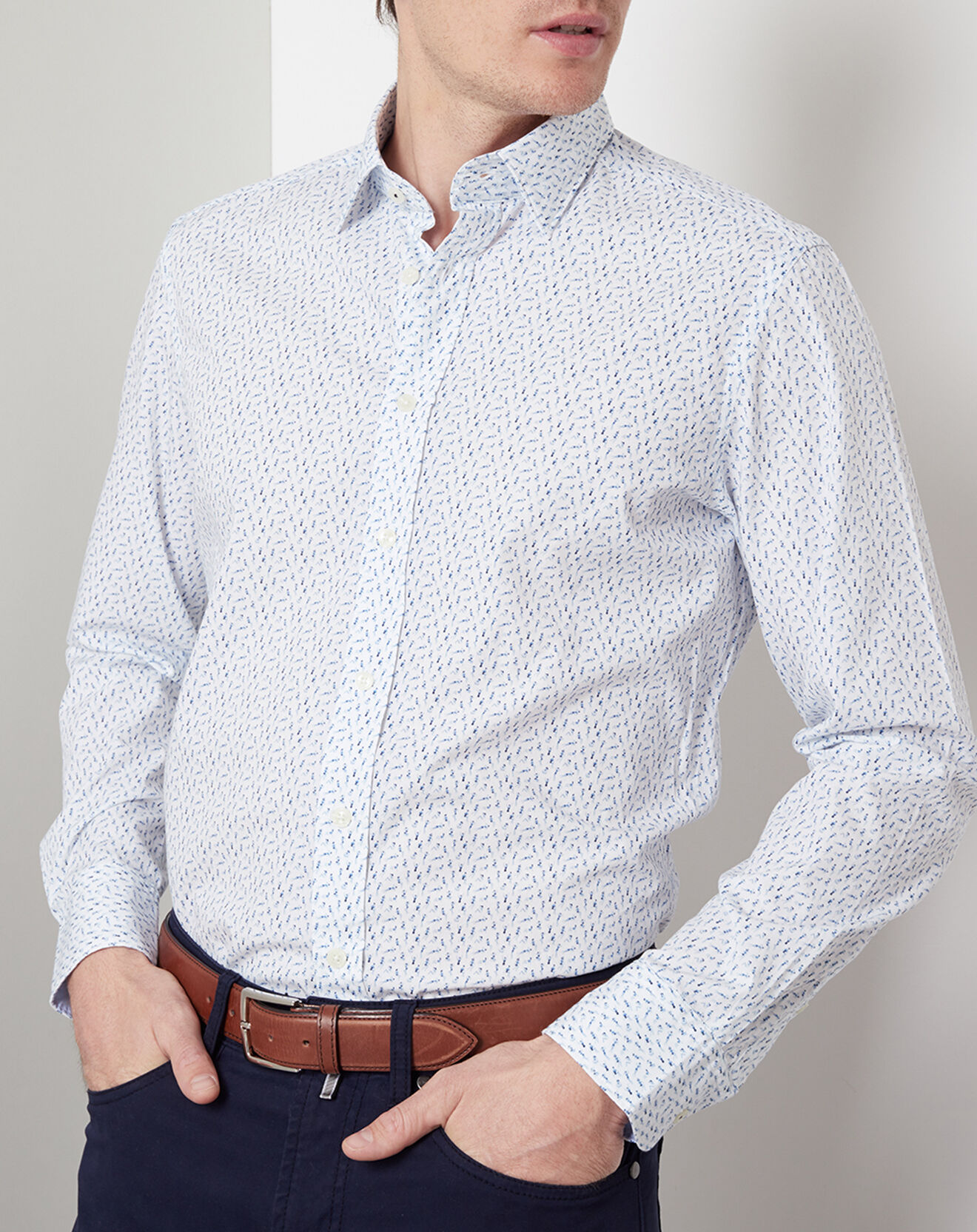 Chemise slim fit Bikini girl print bleu marine/blanc