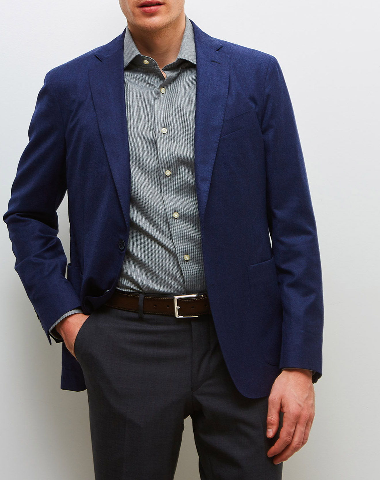 Veste en Laine Cachemire & Soie Featherweight bleu marine