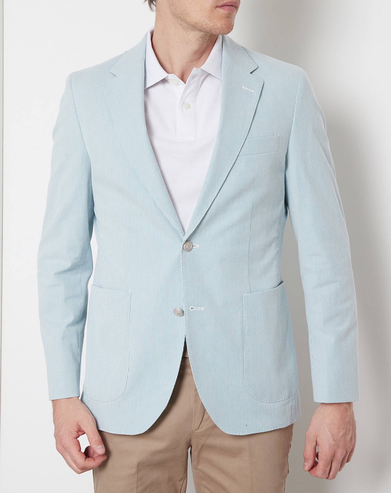 Veste Blazer fines rayures vert/blanc