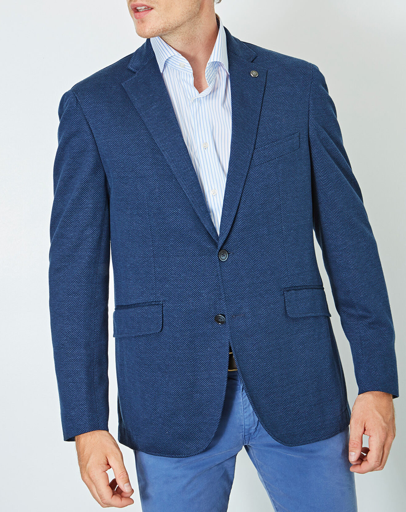 Veste en Lin & Coton Jersey bleu marine