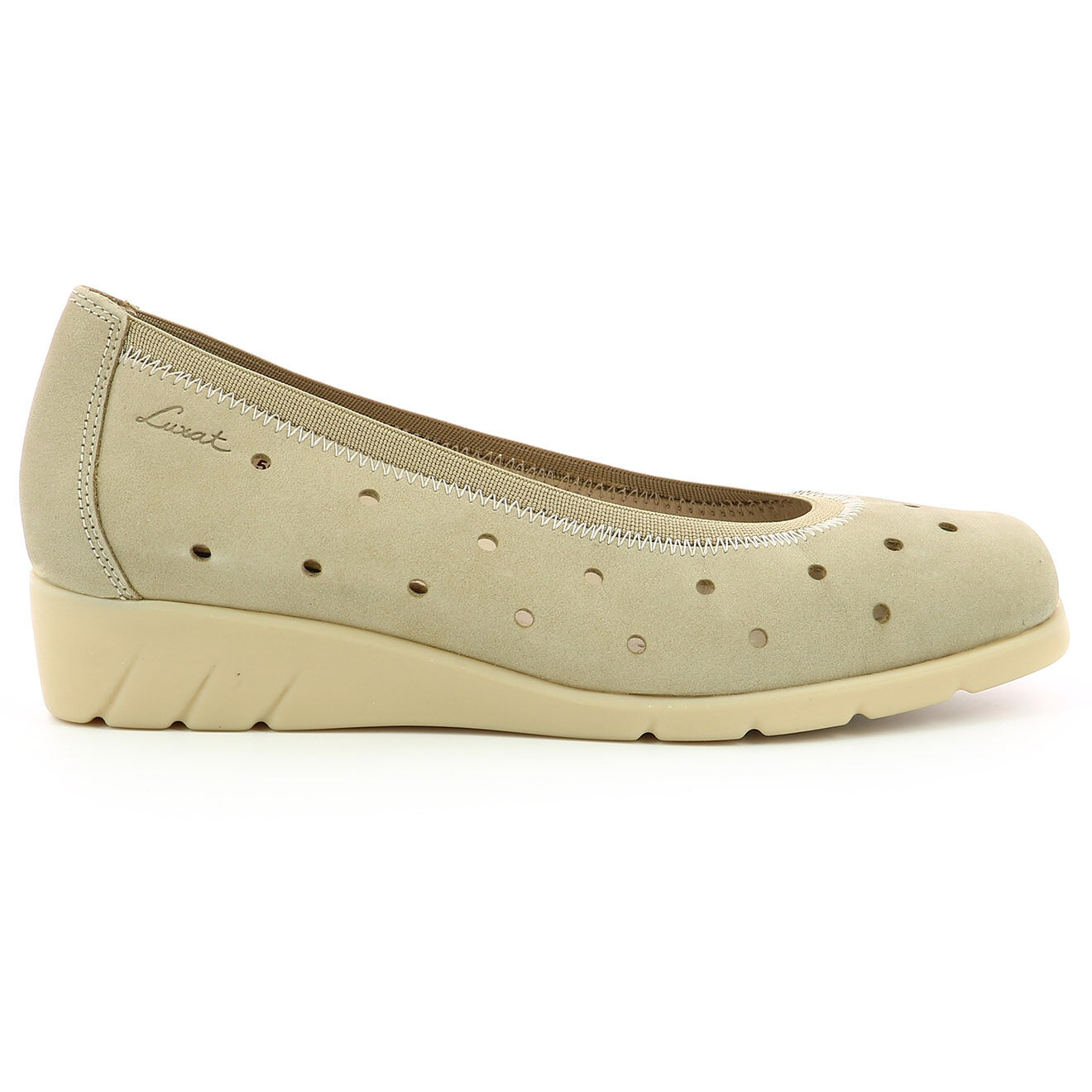 Ballerines en Velours de Cuir Emilia kaki clair