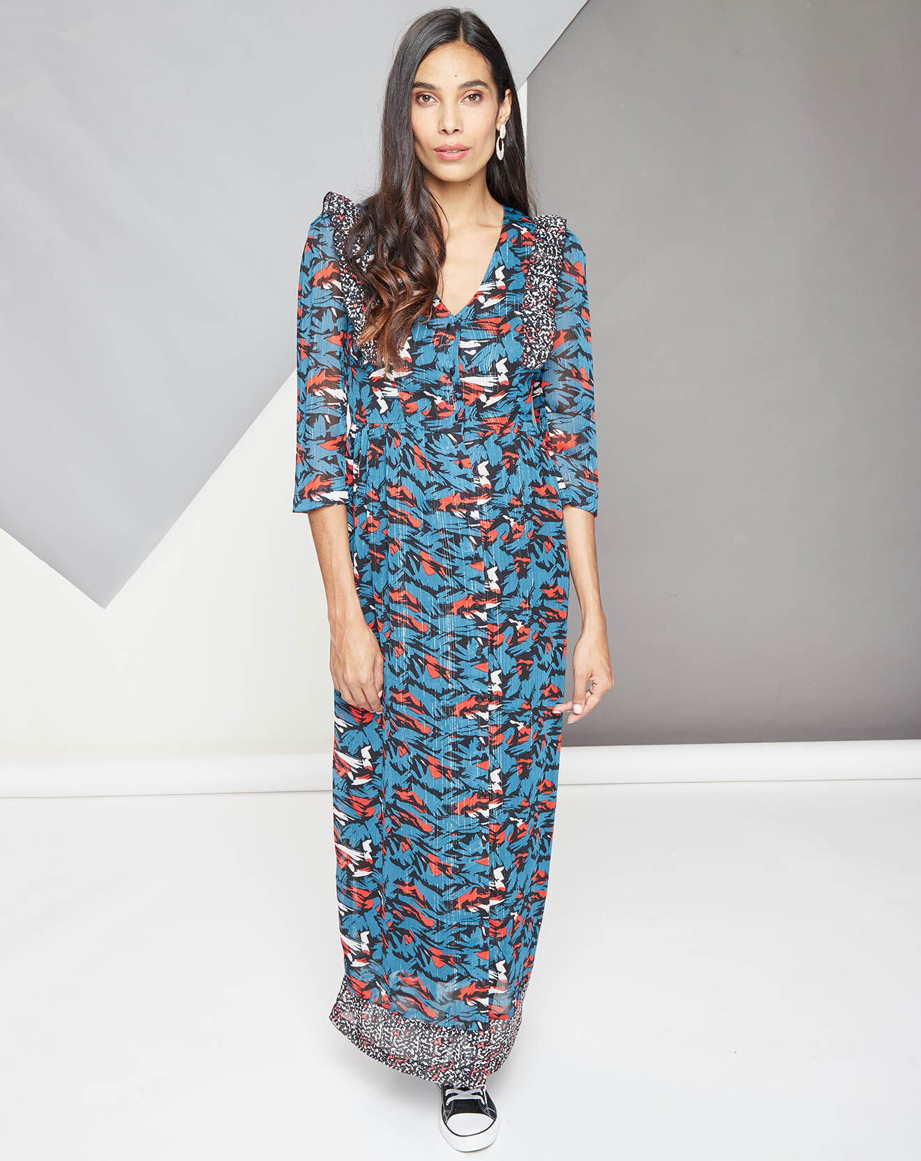 Robe Cornelie lurex bleu canard