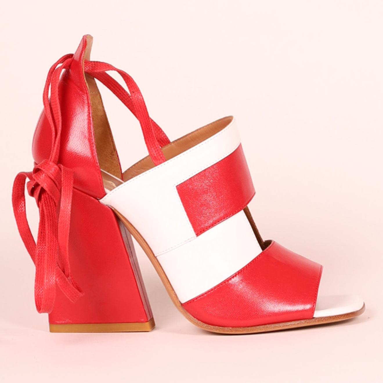 Sandales en Cuir Damia blanc/rouge Talon 10 cm