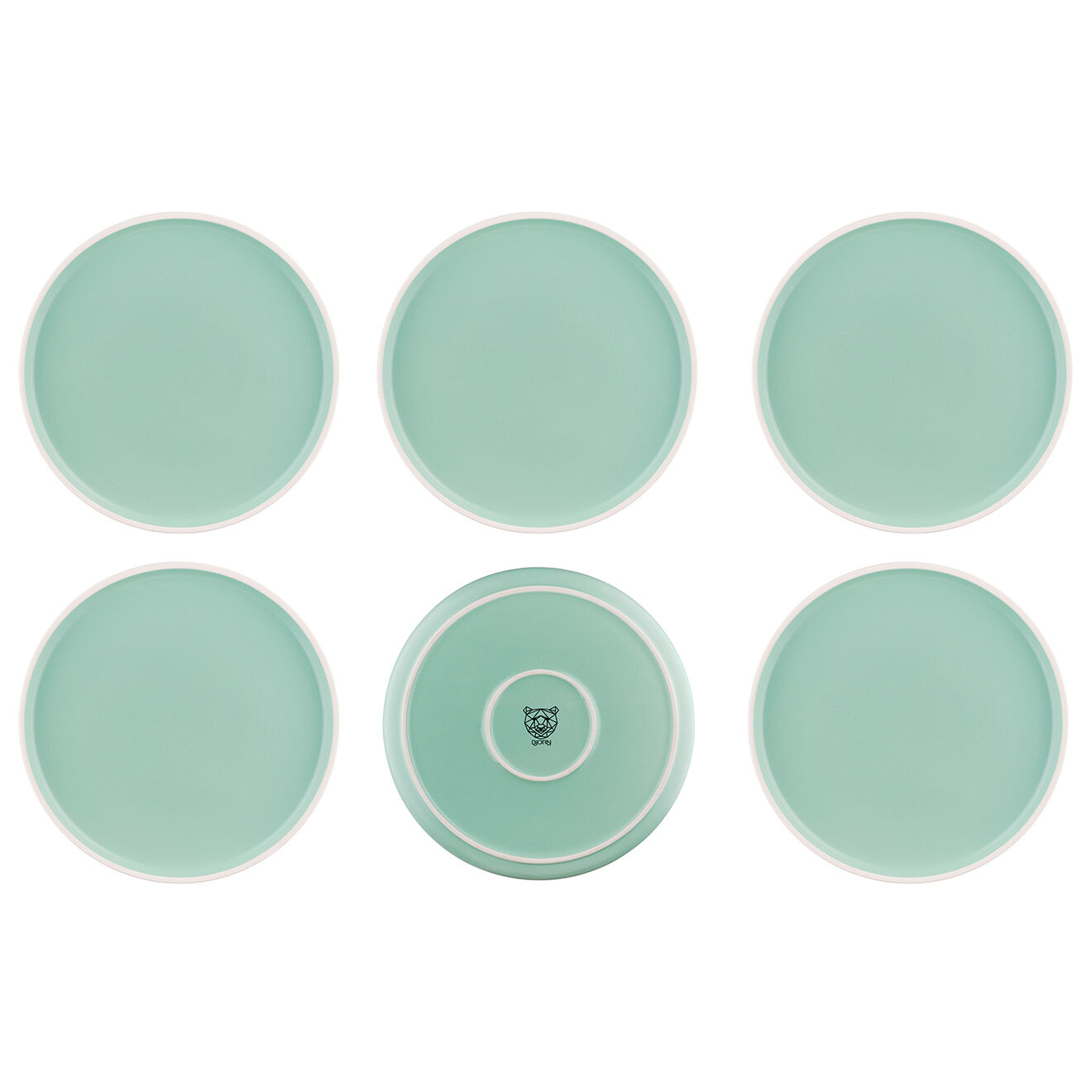 6 Assiettes plates Origin Jade - D.26.5 cm
