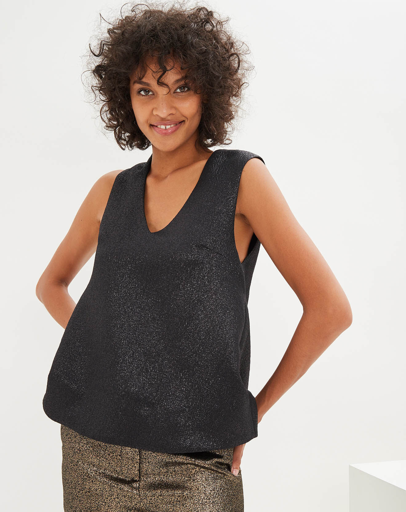 Top en lurex Moon noir