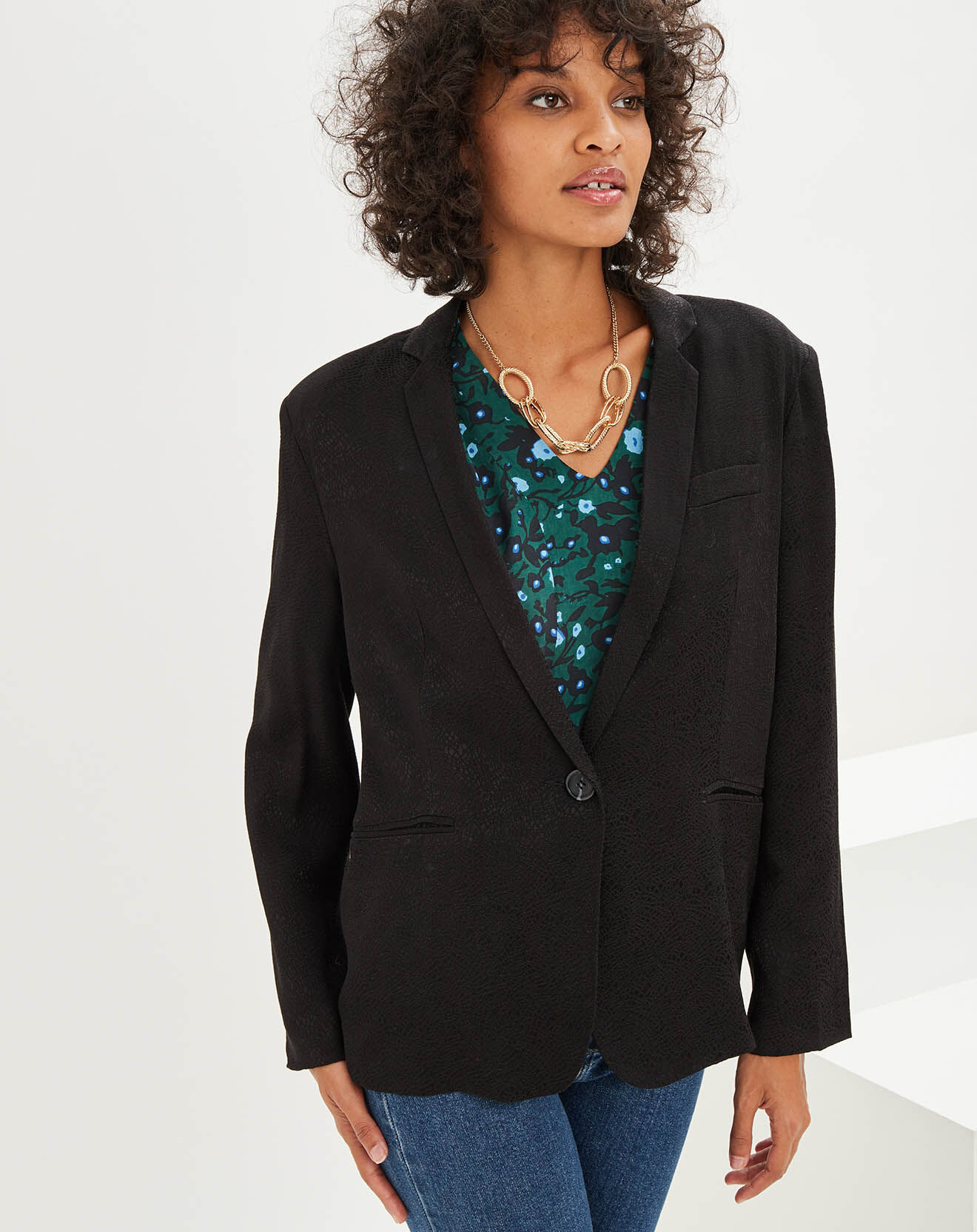 Veste en jacquard Animal noire