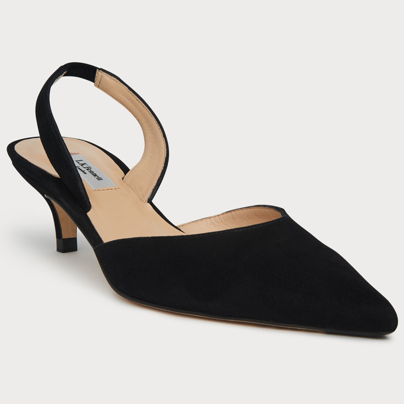 Sling-Back en Velours de Cuir Larissa noires - Talon 5 cm