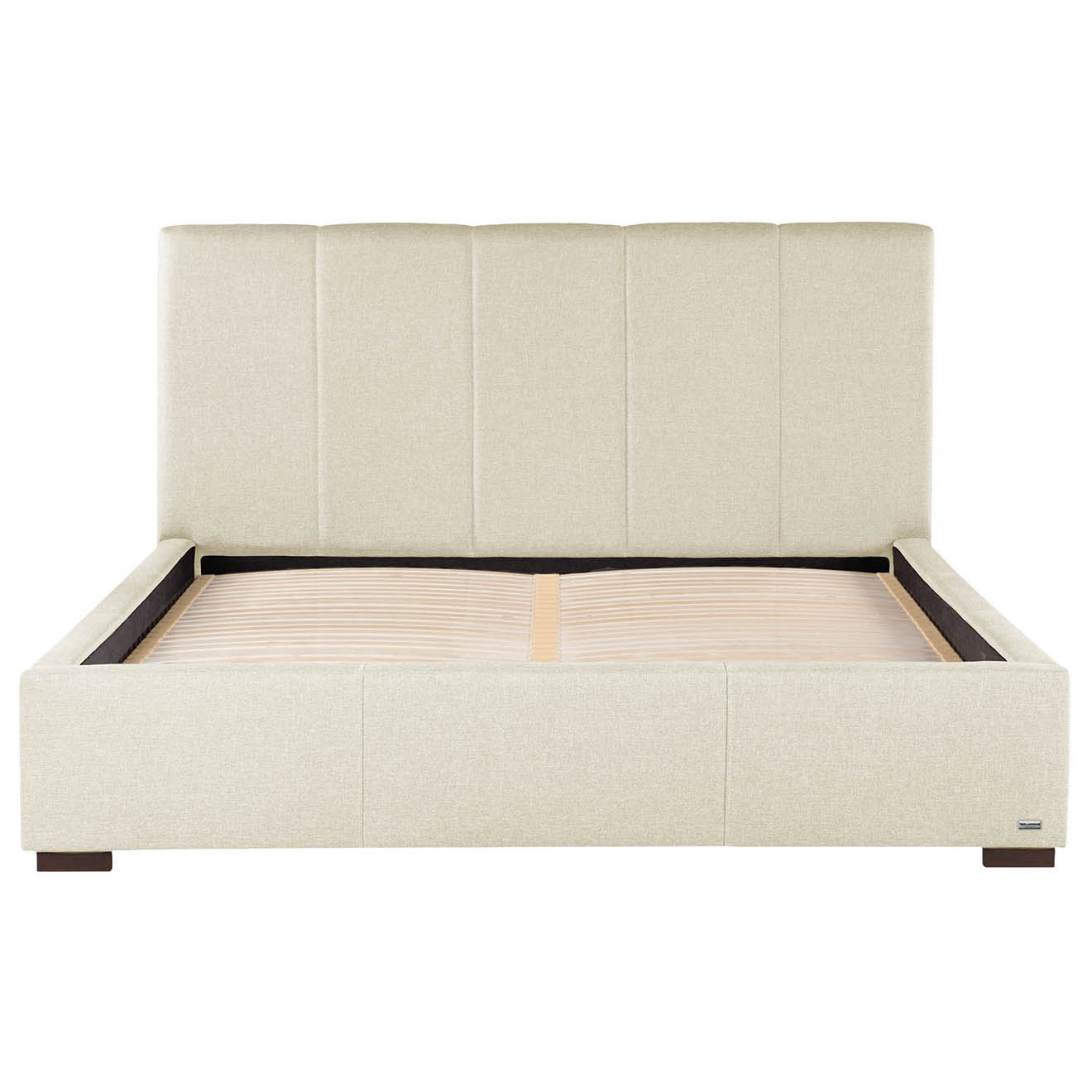 Cadre de lit à lattes Onyx toucher lin beige - 140x200 cm