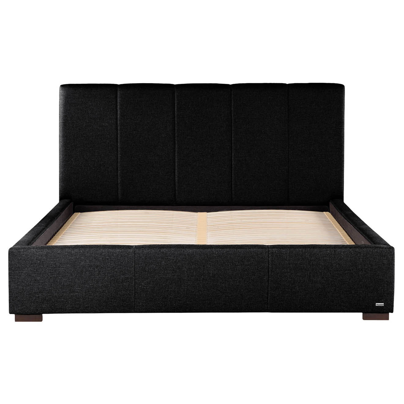 Cadre de lit à lattes Onyx toucher lin noir - 140x200 cm