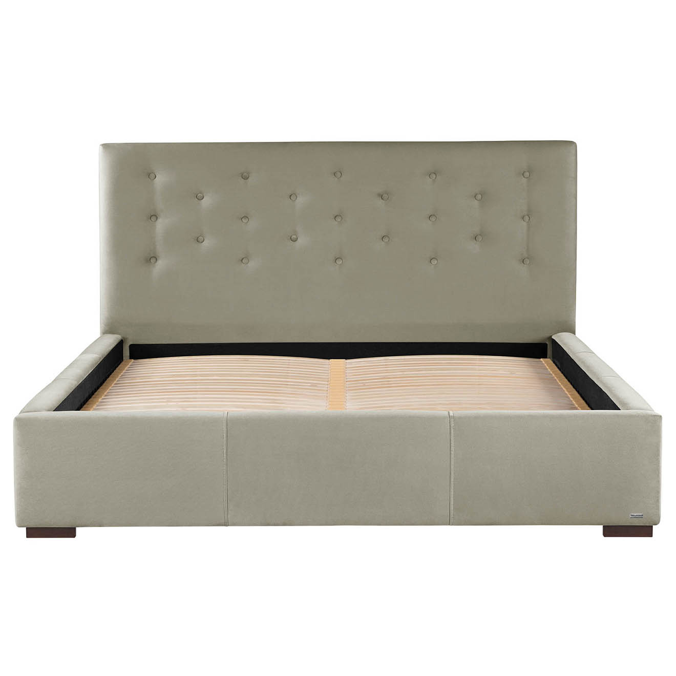 Cadre de lit à lattes Basalte toucher velours beige - 140x200 cm