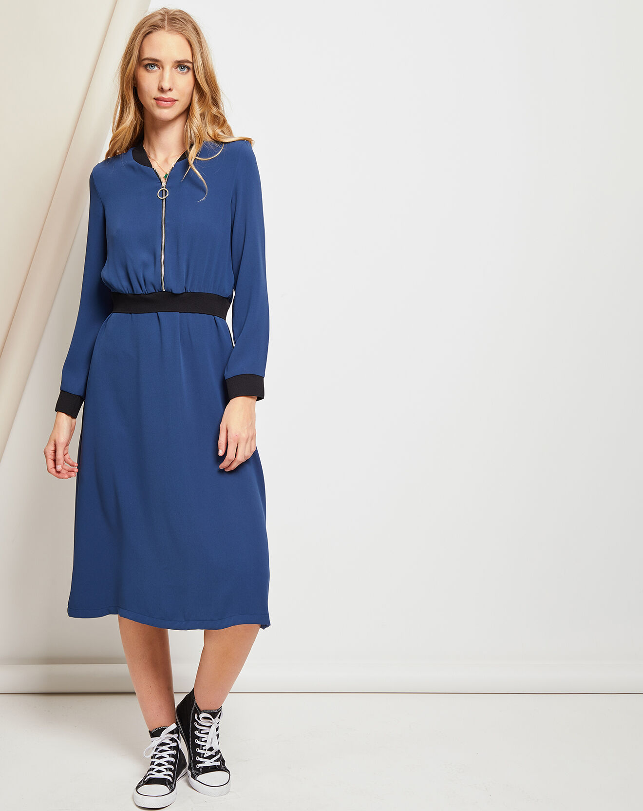 Robe Estra façon bomber bleu/noir