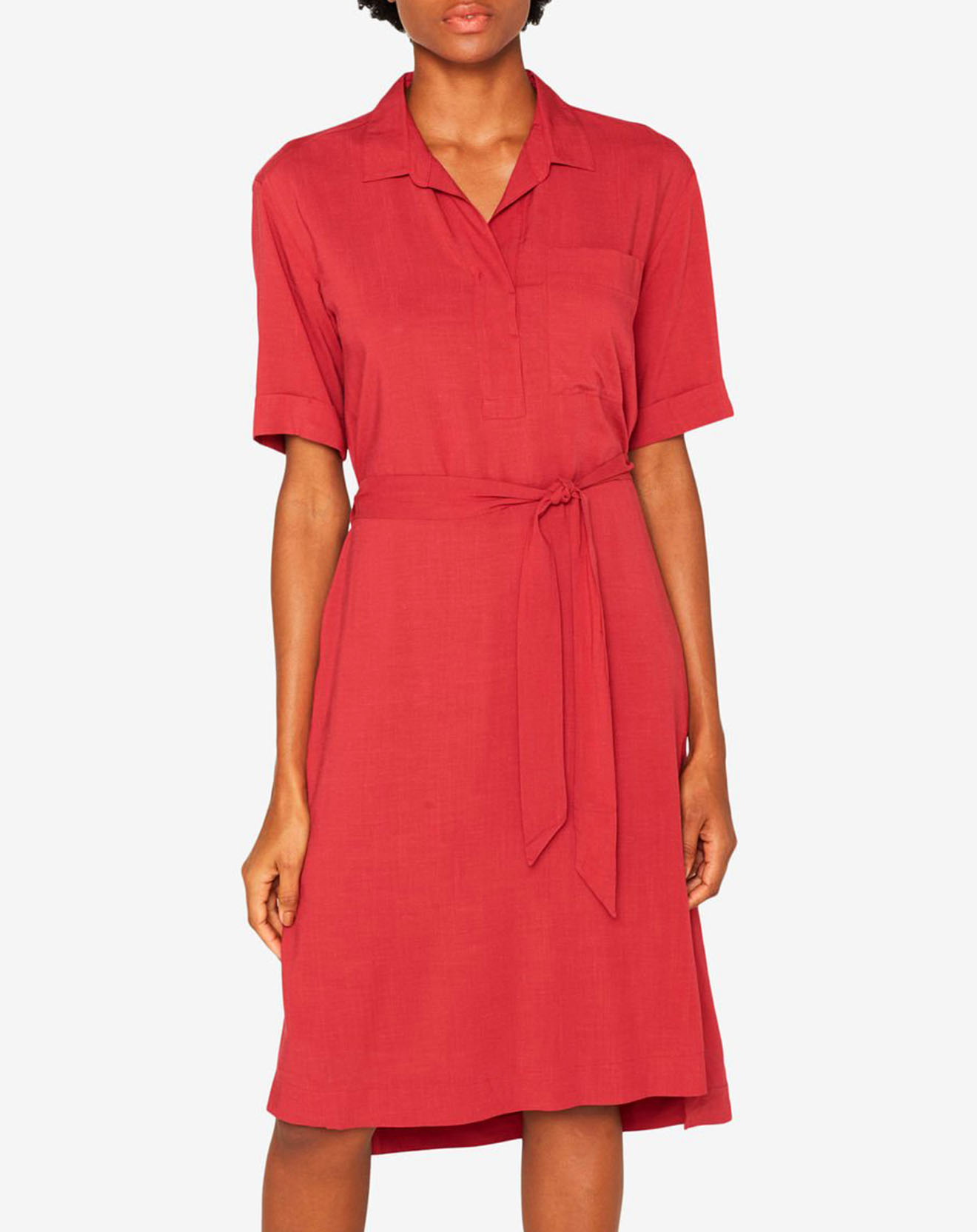 Robe Midi en Lin mélangé rouge