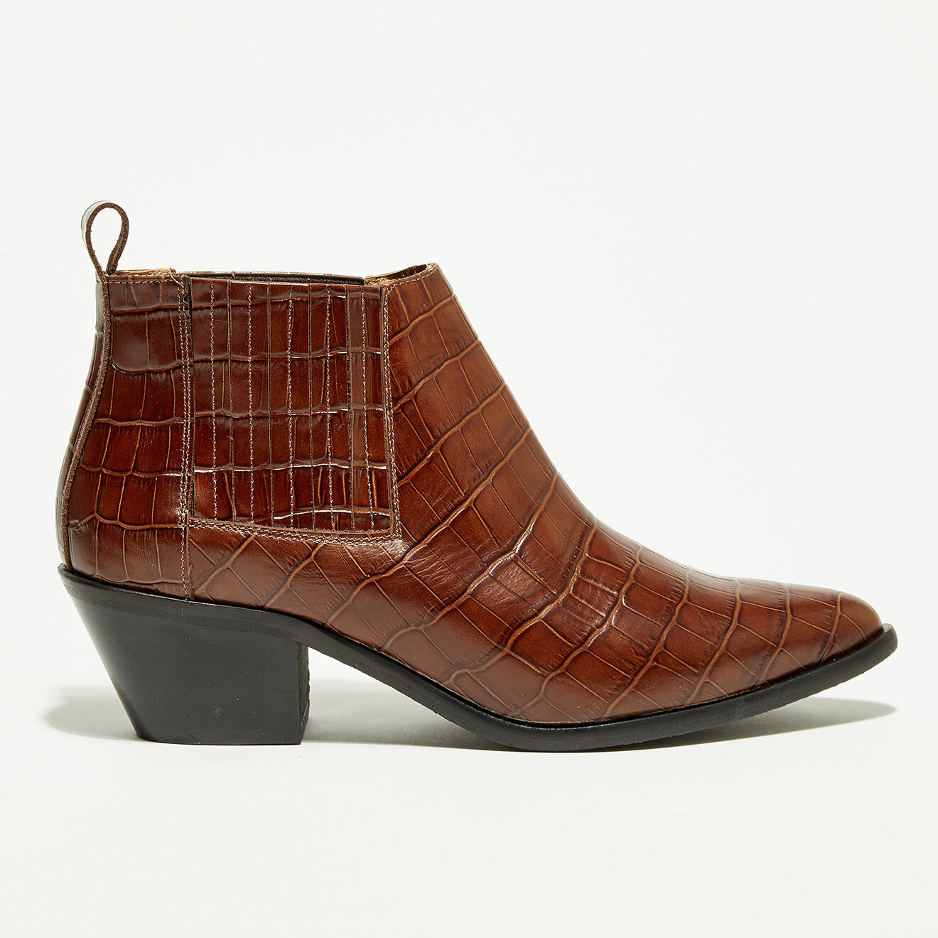 Chelsea Boots en Cuir Nora Croco marron