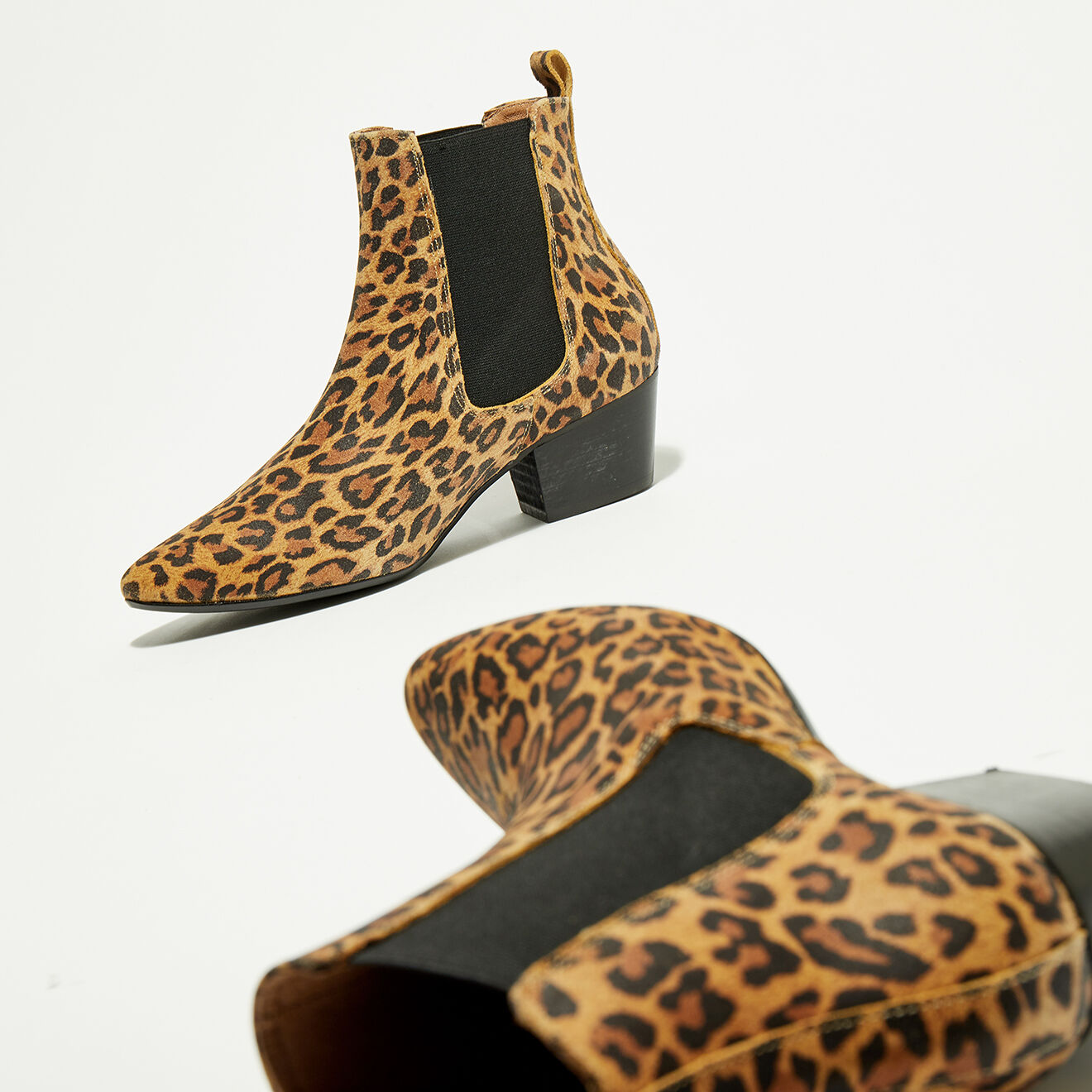 Chelsea Boots en Velours de Cuir Agathe léopard