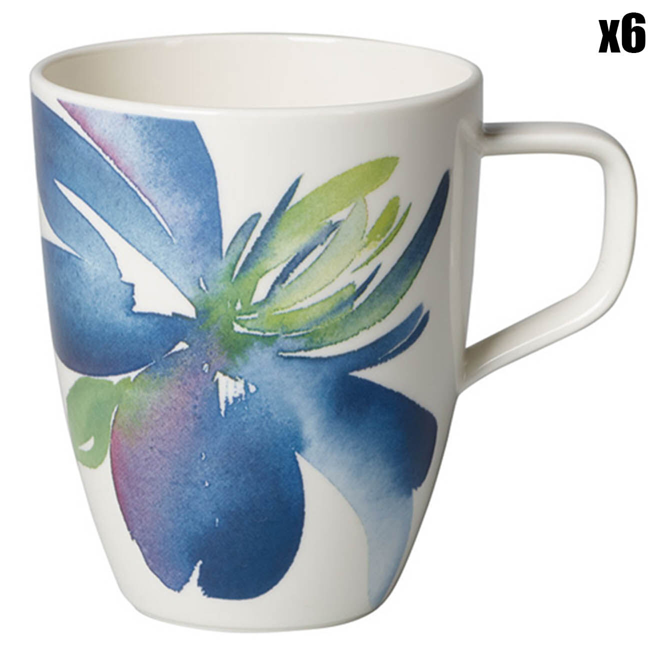 6 Tasses Artesano Flower Art en Porcelaine multicolores - 38 cl