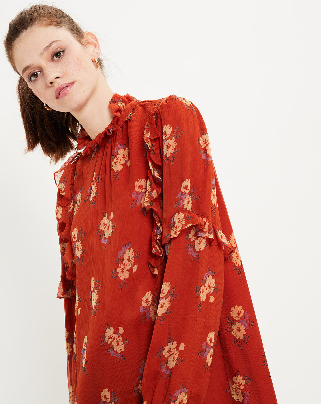 Robe Georgette Bouquet orange