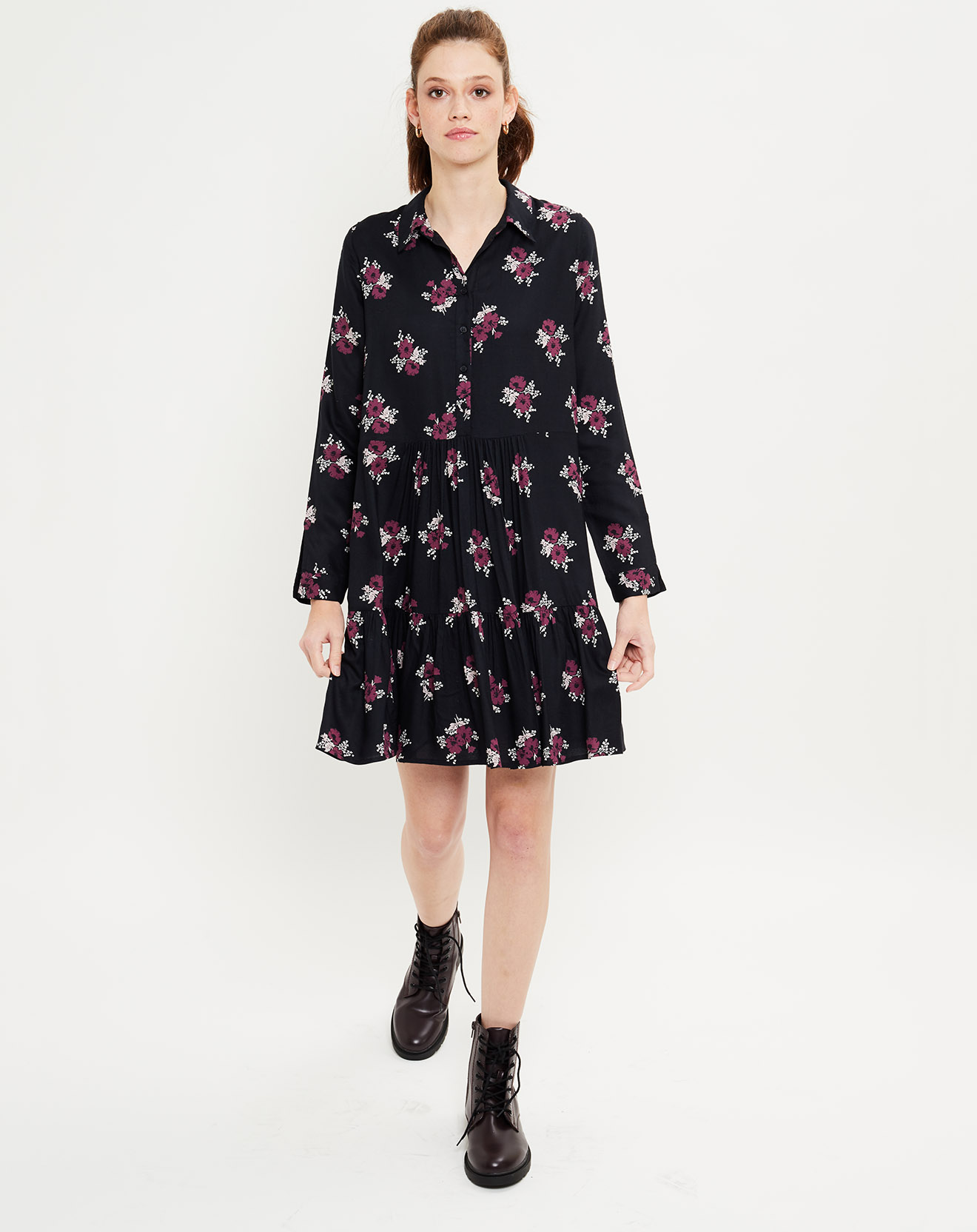 Robe Bouquet imprimée noire