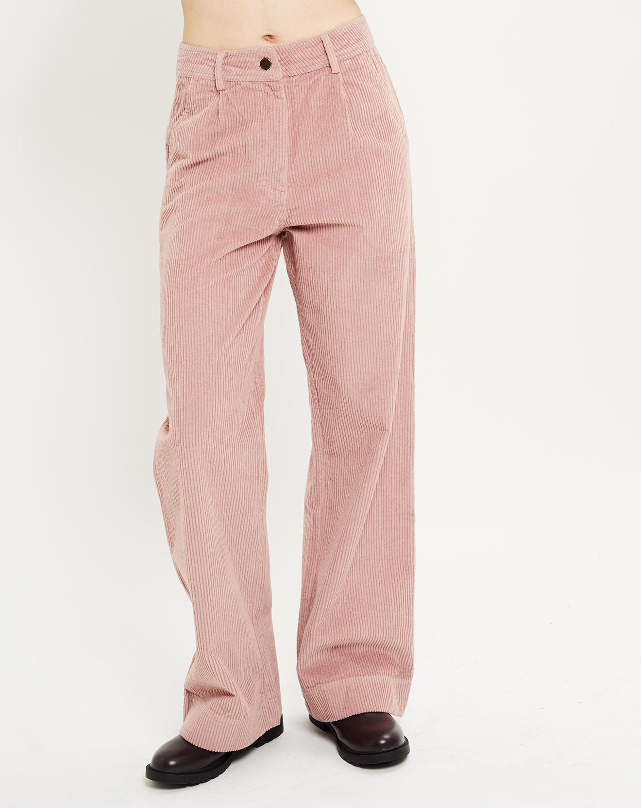 Pantalon en Velours côtelé Poches rose
