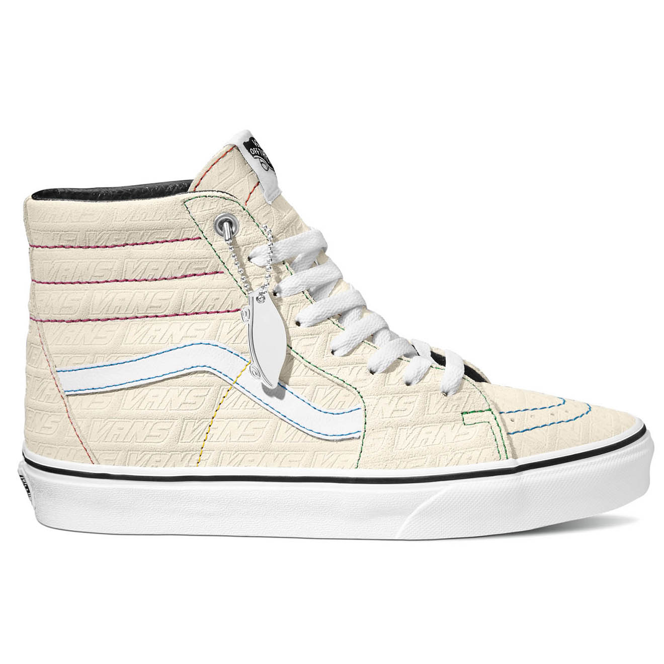 Vans - Sneakers en Velours de Cuir Emboss Sk8-Hi écrues