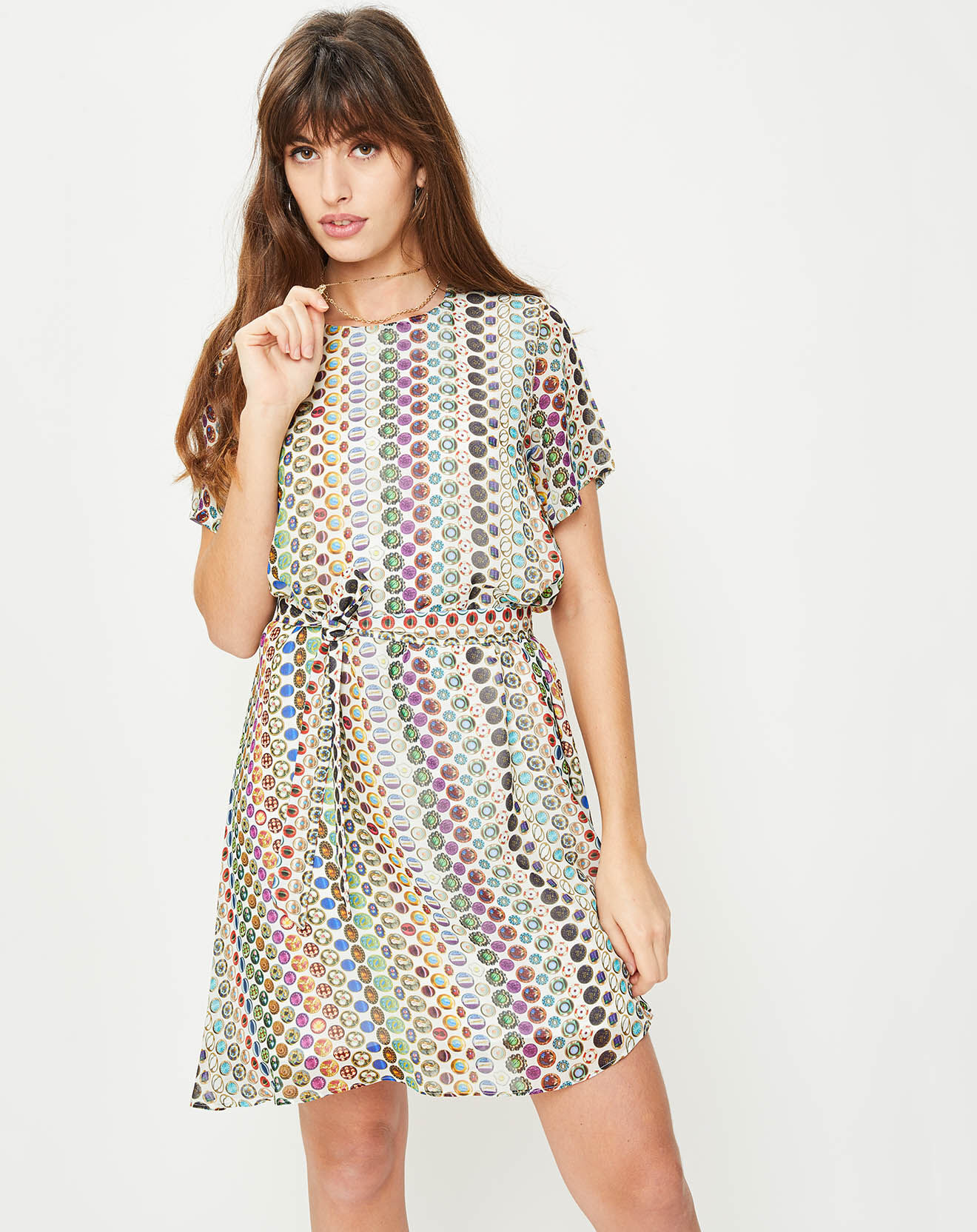 Robe imprimée écru/multicolore