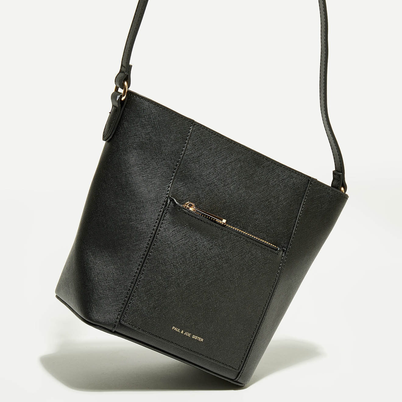 Sac seau en Cuir Pistol noir - 22x19x12 cm