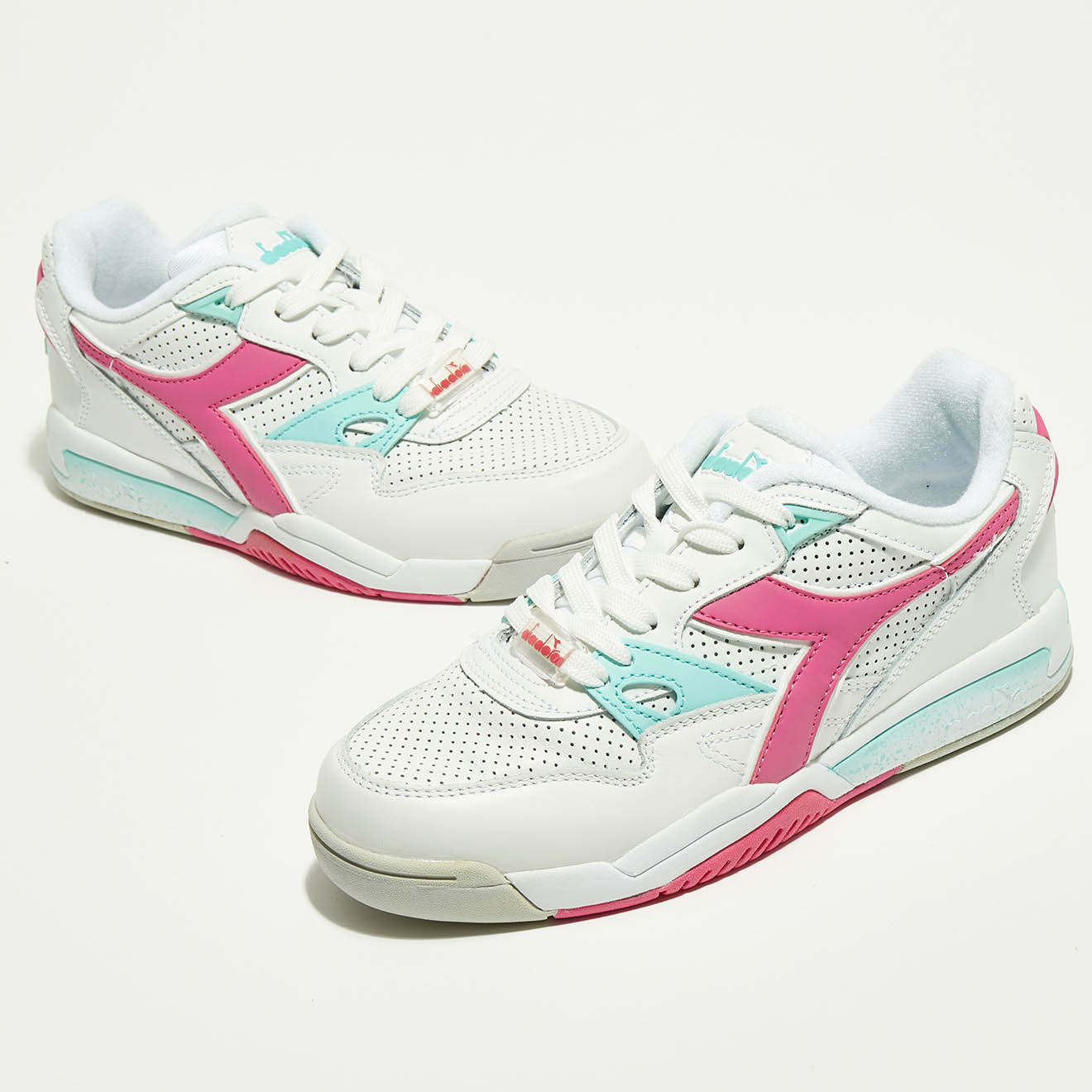 Diadora - Sneakers en Cuir Rebound Ace rose/blanc/bleu