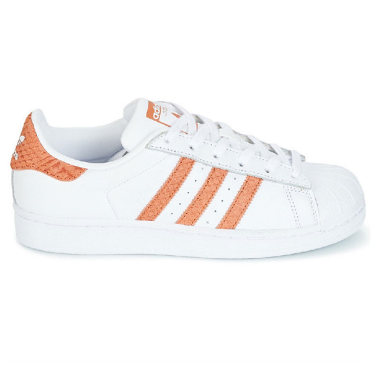 Adidas - Baskets en Cuir Superstar blanc/orange