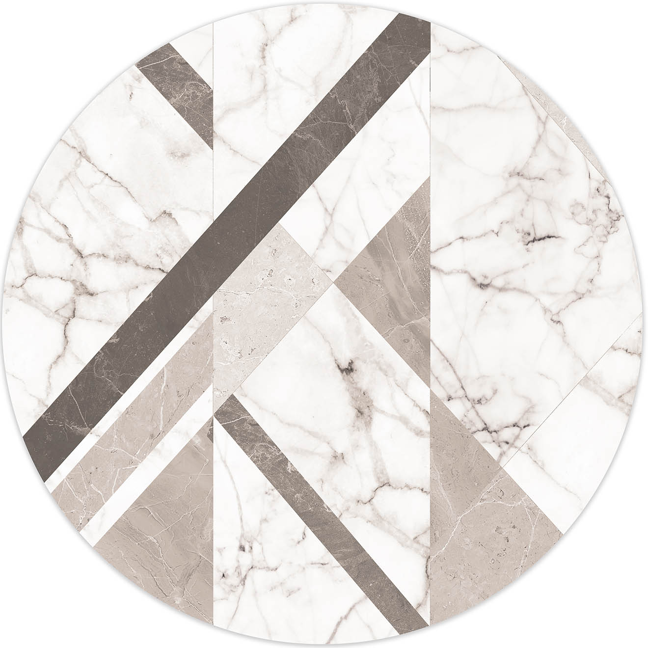 Tapis rond géométrique Marbre sépia - D.100 cm