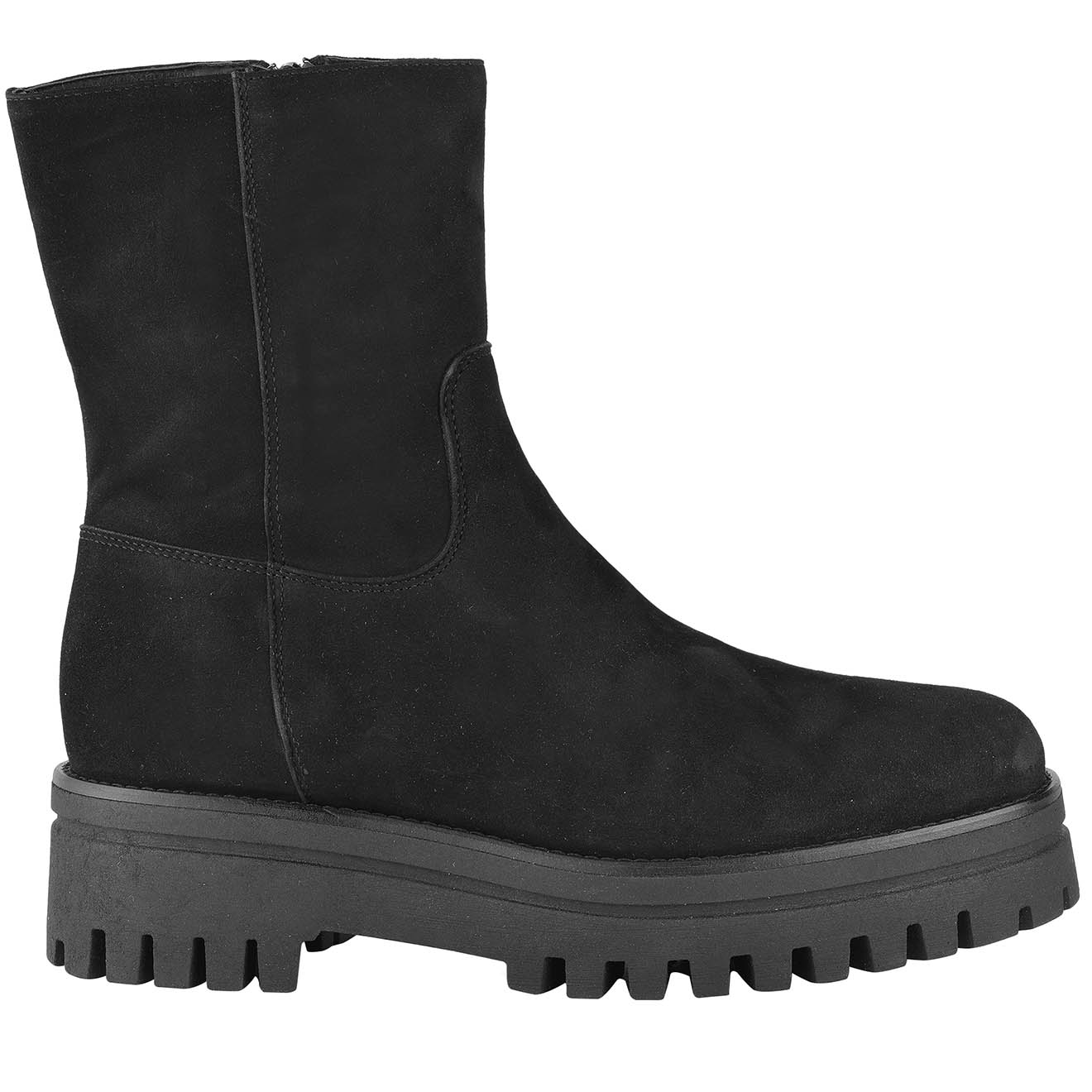 Boots en Velours de Cuir Ania noires - Talon 5 cm