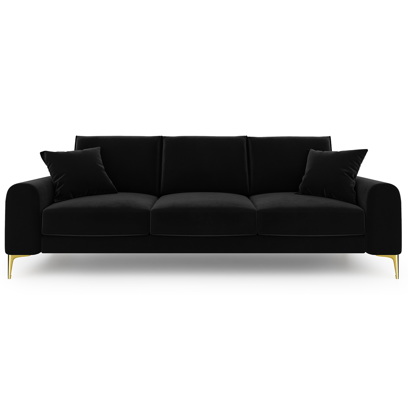 Mazzini Sofas - Canapé Velours Madara noir - 222x102x90 cm