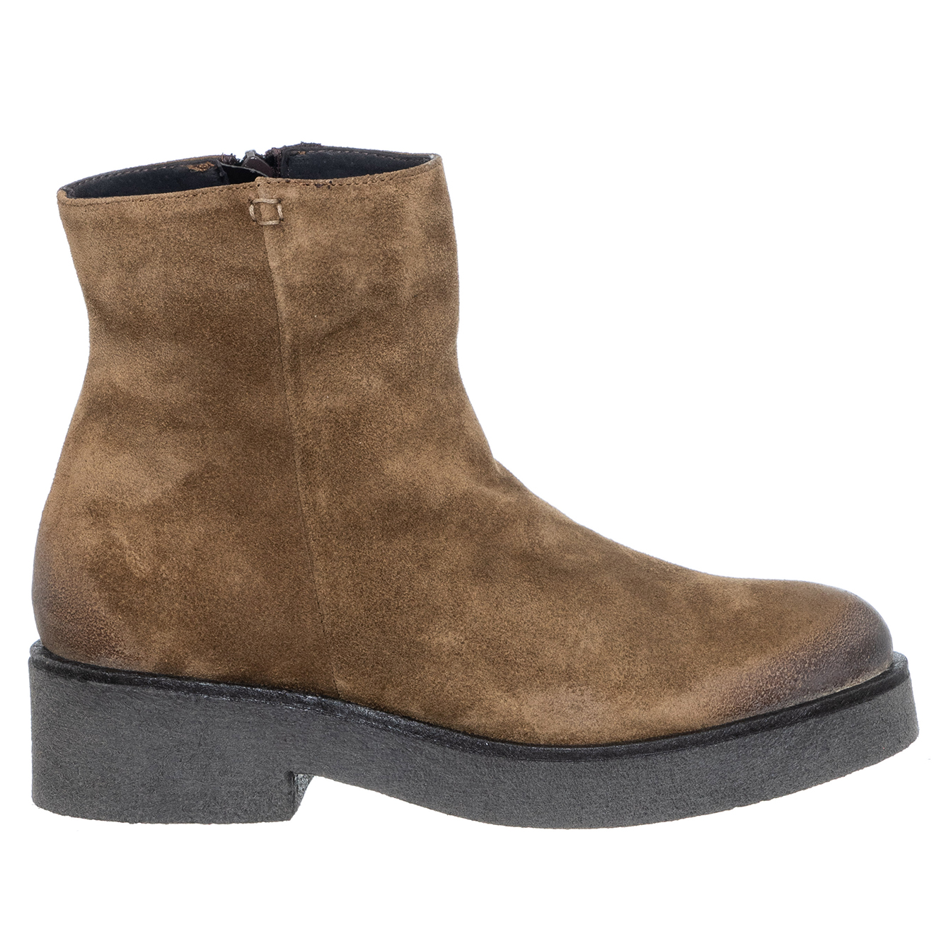 Boots en Velours de Cuir Billy marron - Talon 4 cm