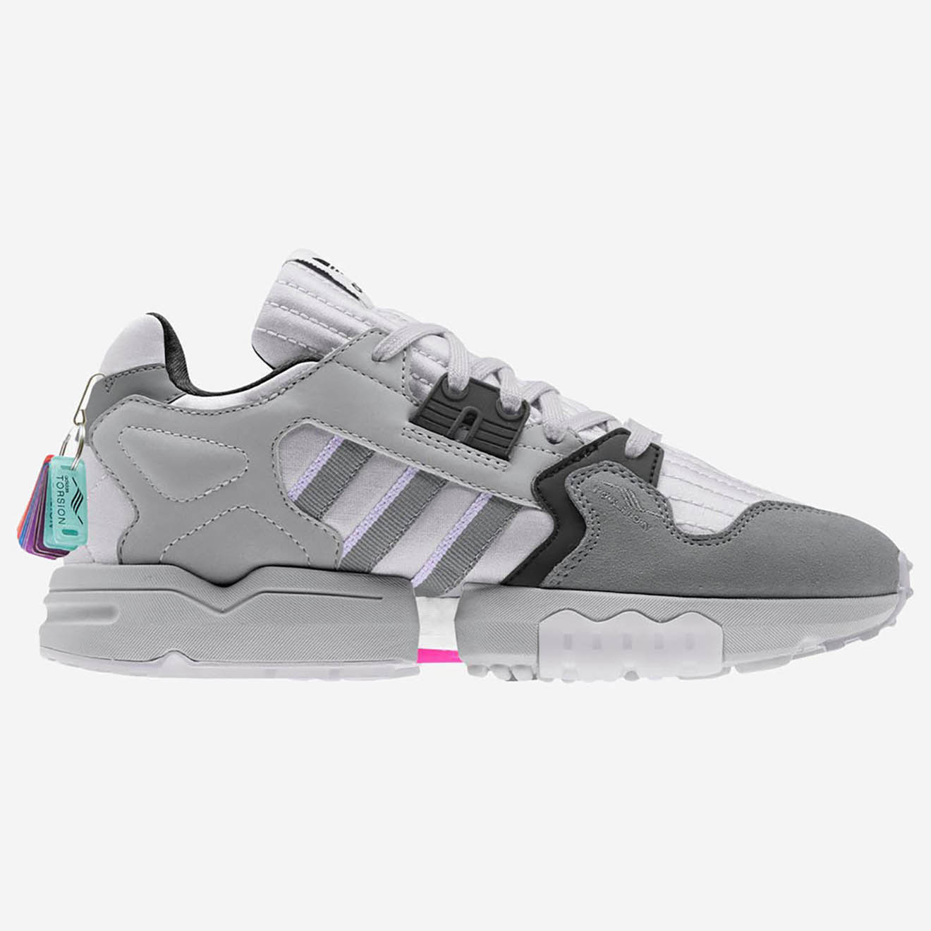 Adidas - Baskets en Velours de Cuir & Mesh Zx Torsion W grises