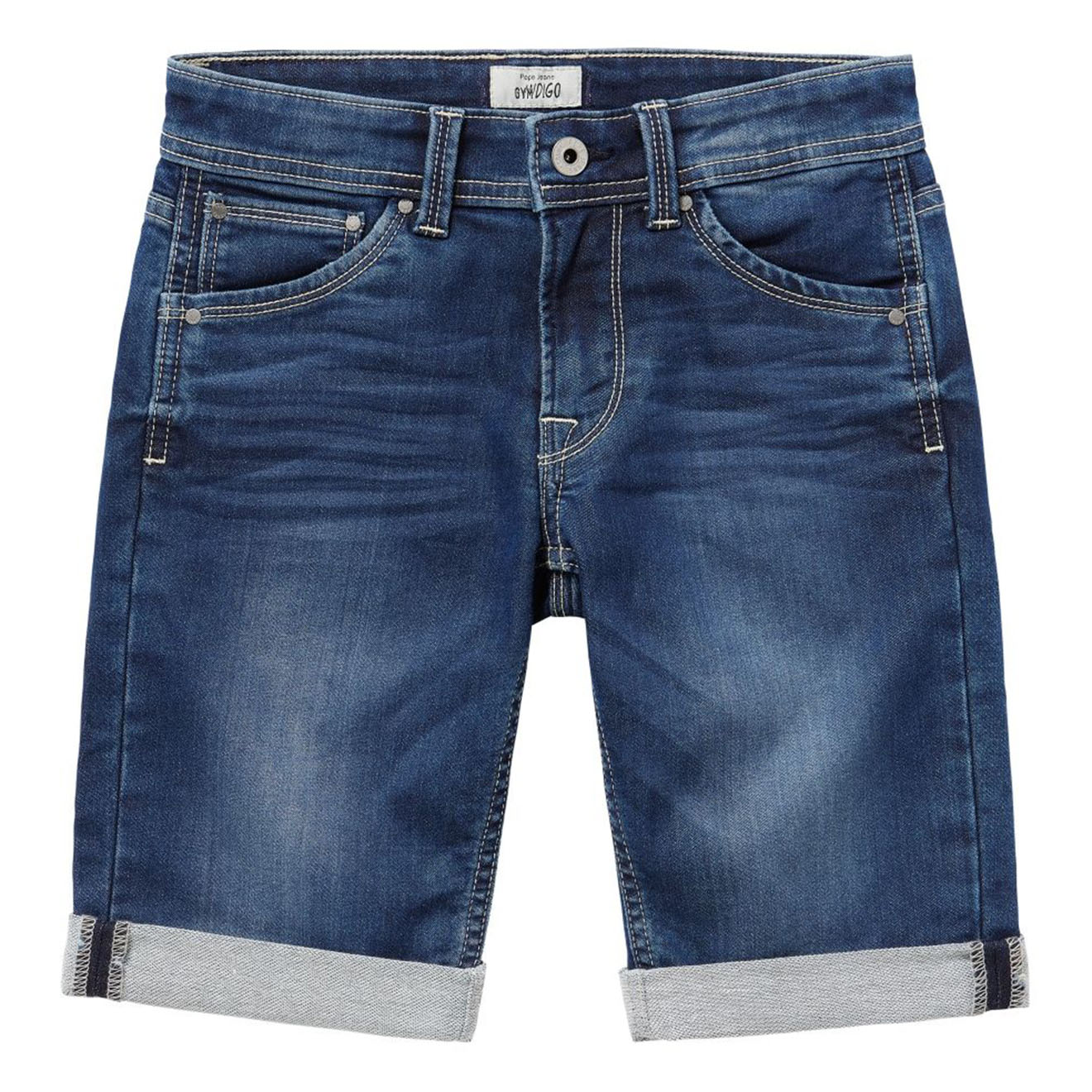 pepe jeans - short en jean cashed jog bleu foncé