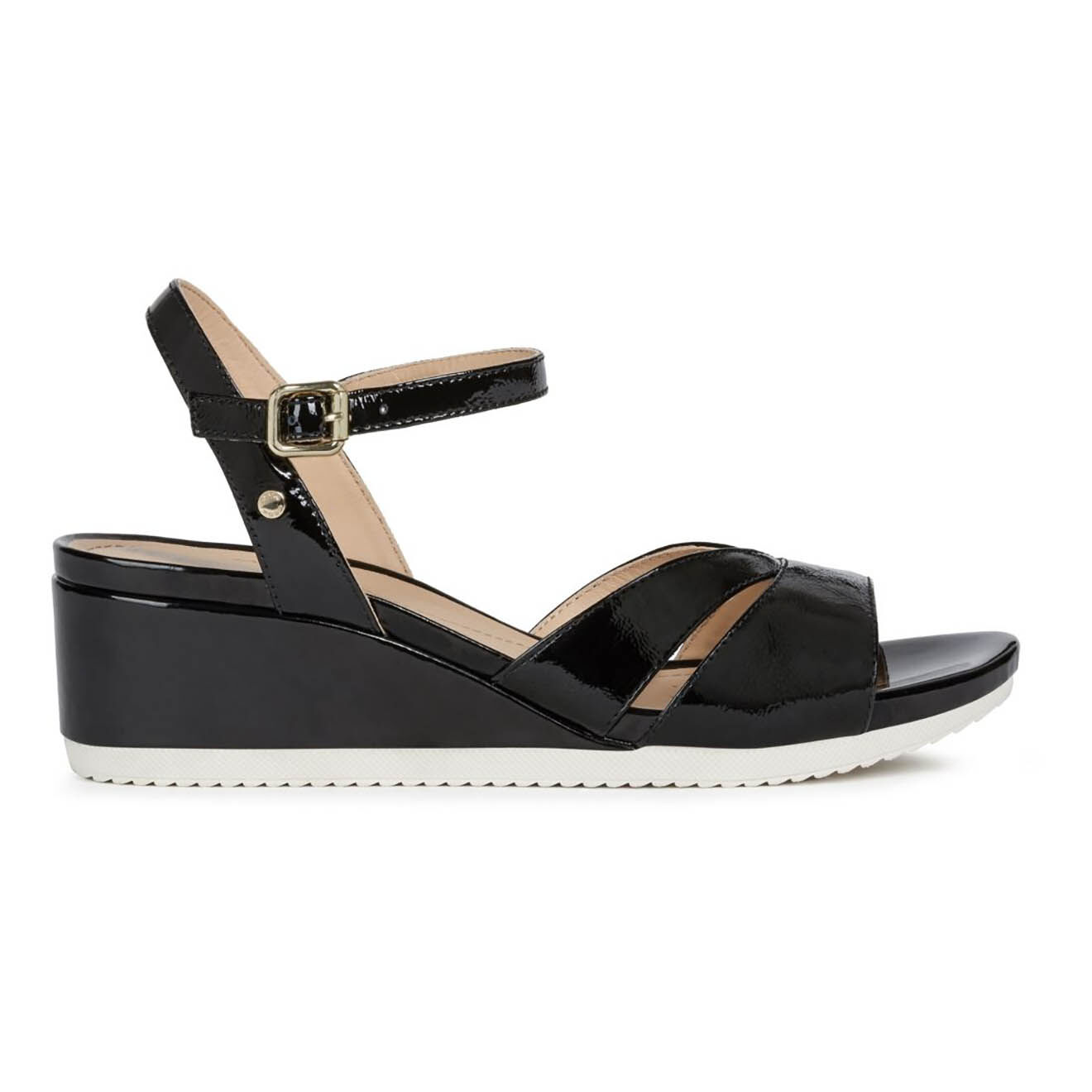 Sandales en Cuir vernis Ischia noires - Talon 6,3 cm