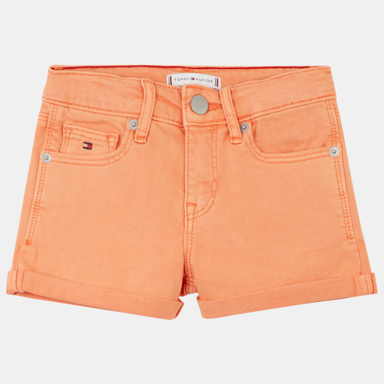 tommy hilfiger - short en jean ajusté orange clair